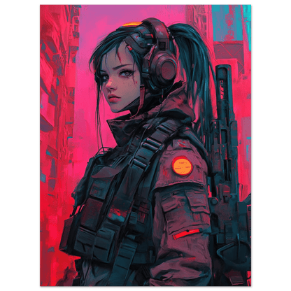 🧬Estampe d 'Art Affiche Cyber Girl Hors-série #3 – Art Mural Cyberpunk - Aura Studio Déco