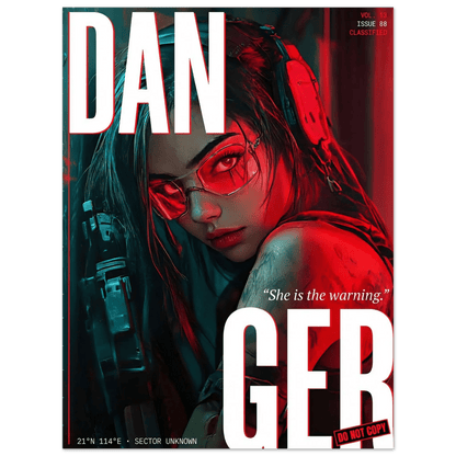 ☣️🧬 Série limitée Art Cyberpunk - Poster Cybergirl Danger - Aura Studio Déco