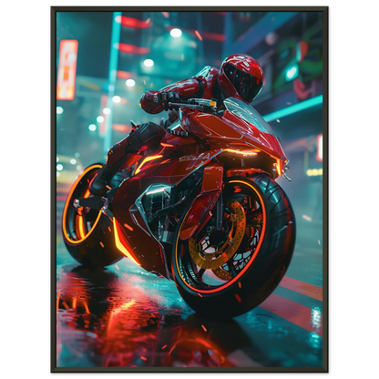 🏍️🏁🔧 Moto Cyberpunk Série futuriste #️⃣7  - (Affiche encadrée métal) - Aura Studio Déco