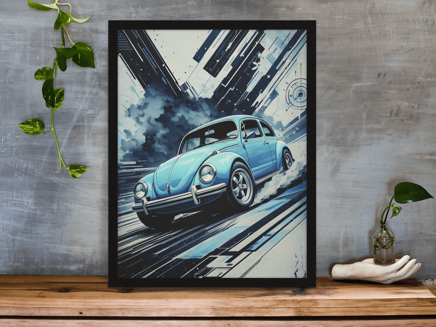 🏎️🏁Affiche Automobile Art' Abstract Encadrée - Aura Studio Déco