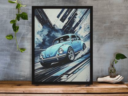 🏎️🏁Affiche Automobile Art' Abstract Encadrée - Aura Studio Déco