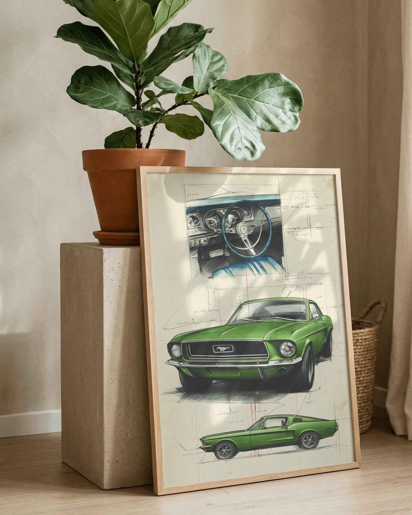 🏆🀣📺 Affiche Automobile Vintage Legend Line Art - Aura Studio Déco