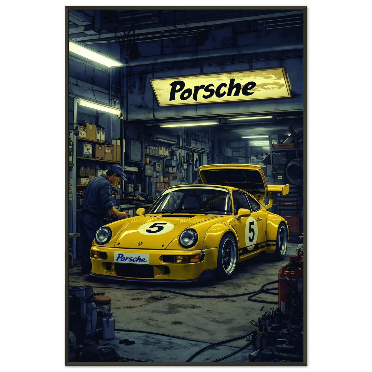🏎️🏁Affiche Automobile Art' Garage Encadrée - Aura Studio Déco