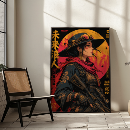 Affiche Cyber Cowgirl #05 | Western Futuriste & Cyberpunk