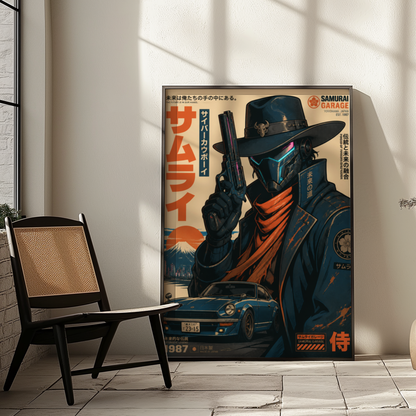 Affiche Cyber Cowboy Samurai #02 | JDM & Western Futuriste