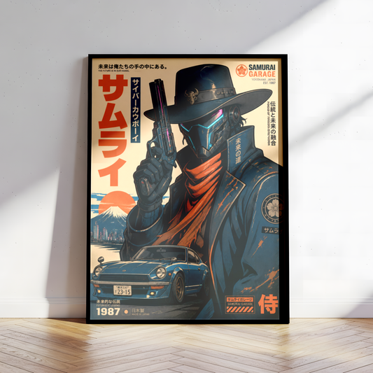 Affiche Cyber Cowboy Samurai #02 | JDM & Western Futuriste