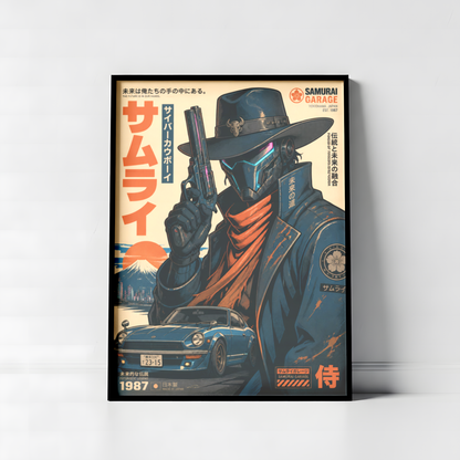 Affiche Cyber Cowboy Samurai #02 | JDM & Western Futuriste