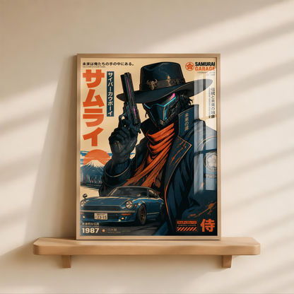 Affiche Cyber Cowboy Samurai #02 | JDM & Western Futuriste