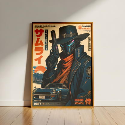 Affiche Cyber Cowboy Samurai #02 | JDM & Western Futuriste