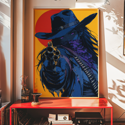 Affiche Cyber Cowgirl #04 | Gunslinger Futuriste & Néon