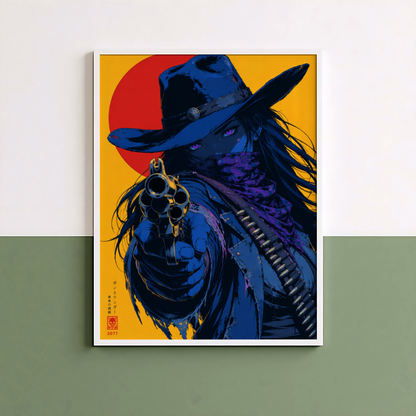 Affiche Cyber Cowgirl #04 | Gunslinger Futuriste & Néon