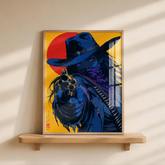 Affiche Cyber Cowgirl #04 | Gunslinger Futuriste & Néon