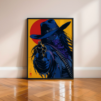 Affiche Cyber Cowgirl #04 | Gunslinger Futuriste & Néon