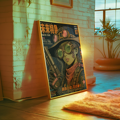 Affiche Cyber Cowgirl #07 | Western Futuriste & Néon