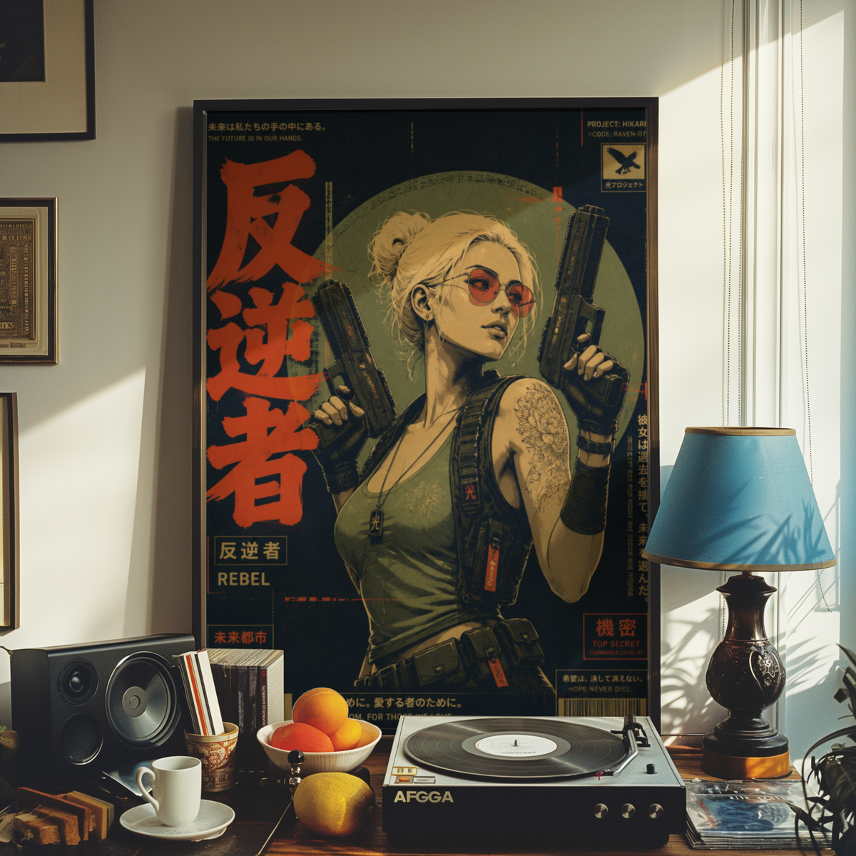 Affiche Cyberpunk Rebel | Warrior Woman & Future City