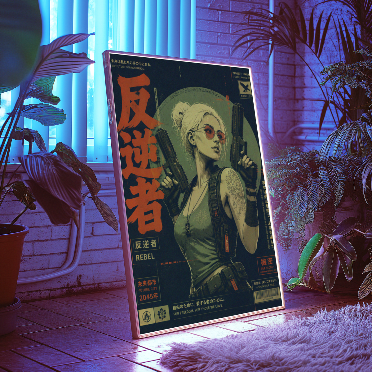 Affiche Cyberpunk Rebel | Warrior Woman & Future City
