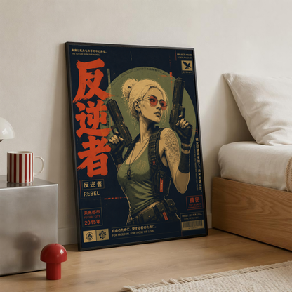 Affiche Cyberpunk Rebel | Warrior Woman & Future City