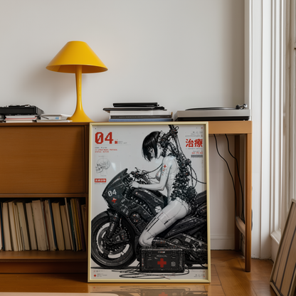 Affiche Moto Cyberpunk | Cyber Medic & Bike Futuriste