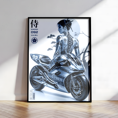 Affiche Moto Cyberpunk | Chrome Samurai Woman