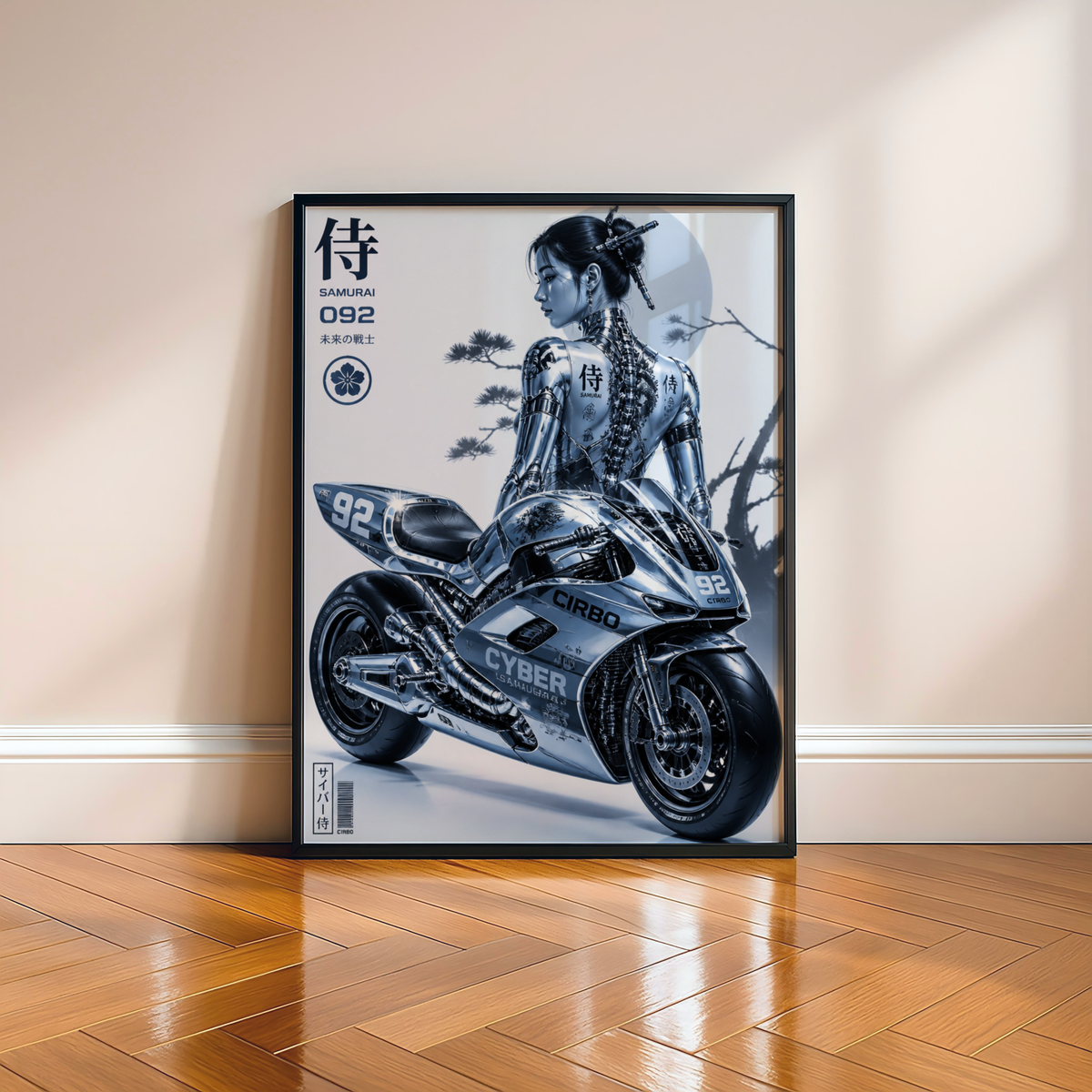 Affiche Moto Cyberpunk | Chrome Samurai Woman
