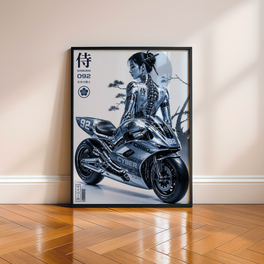 Affiche Moto Cyberpunk | Chrome Samurai Woman