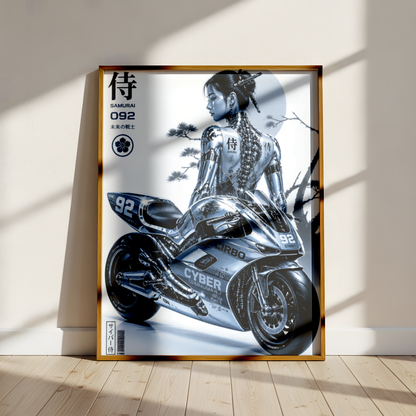 Affiche Moto Cyberpunk | Chrome Samurai Woman