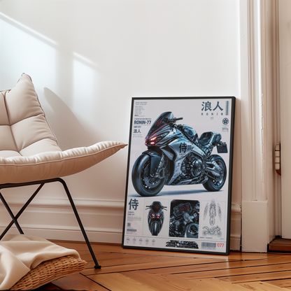 Affiche Moto Cyberpunk | Ronin 77 & Futuristic Bike