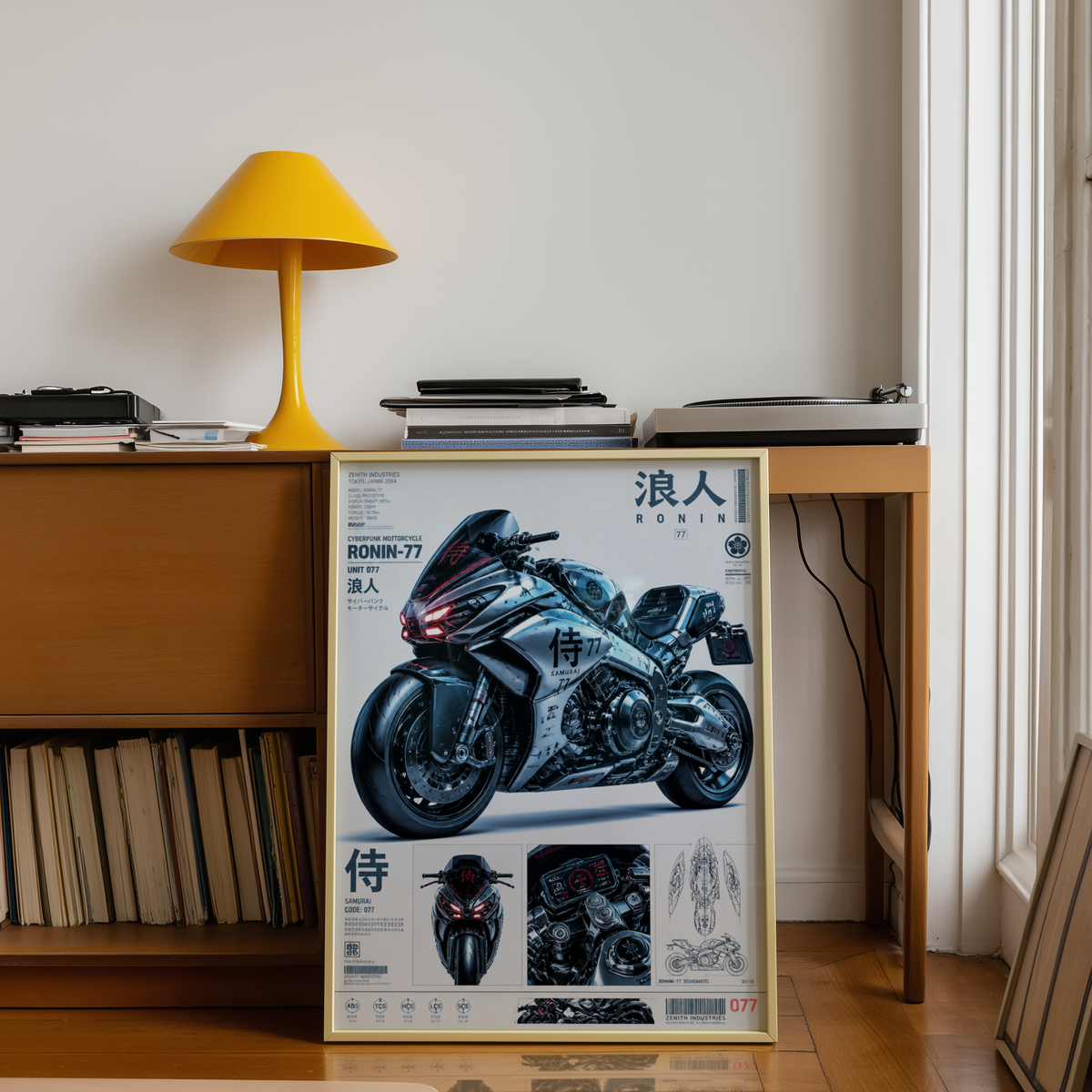 Affiche Moto Cyberpunk | Ronin 77 & Futuristic Bike