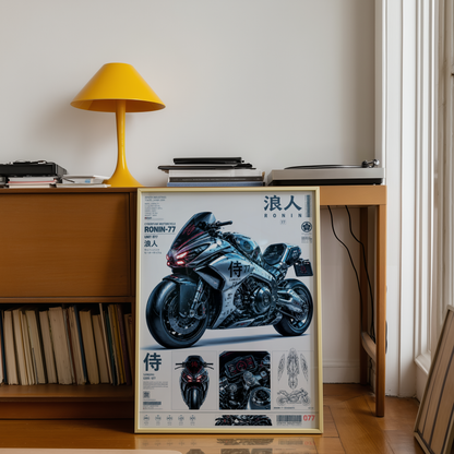 Affiche Moto Cyberpunk | Ronin 77 & Futuristic Bike