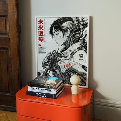 Affiche Moto Cyberpunk | Rider Médicale Futuriste