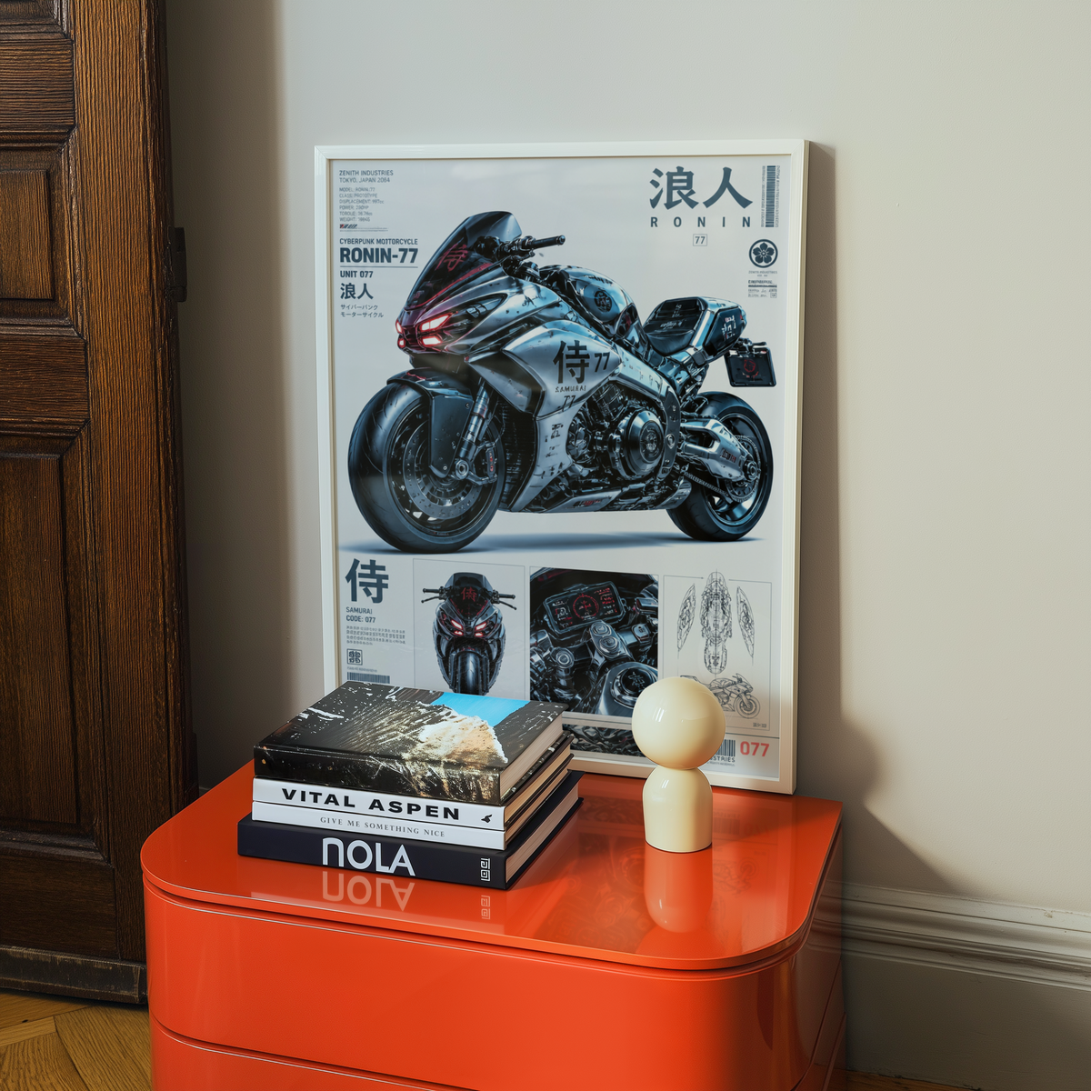 Affiche Moto Cyberpunk | Ronin 77 & Futuristic Bike