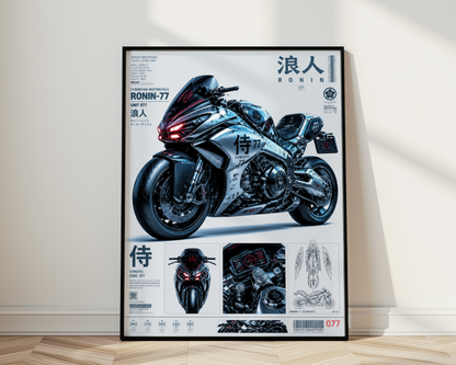 Affiche Moto Cyberpunk | Ronin 77 & Futuristic Bike
