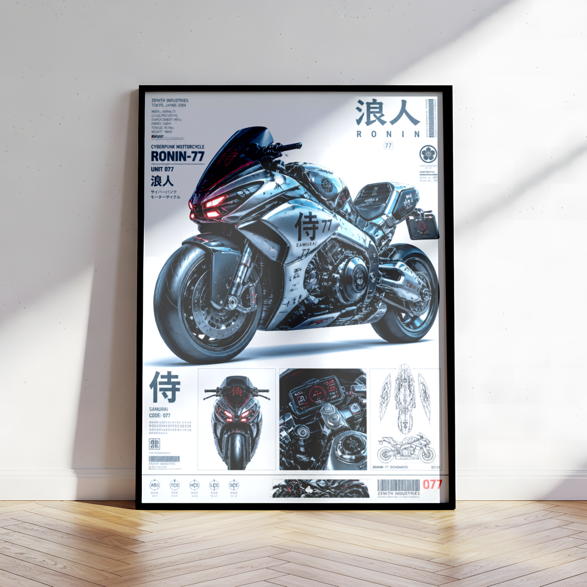 Affiche Moto Cyberpunk | Ronin 77 & Futuristic Bike