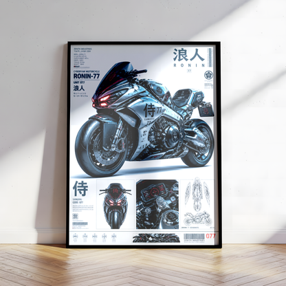 Affiche Moto Cyberpunk | Ronin 77 & Futuristic Bike