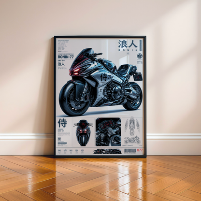 Affiche Moto Cyberpunk | Ronin 77 & Futuristic Bike