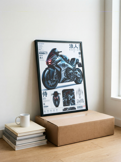 Affiche Moto Cyberpunk | Ronin 77 & Futuristic Bike