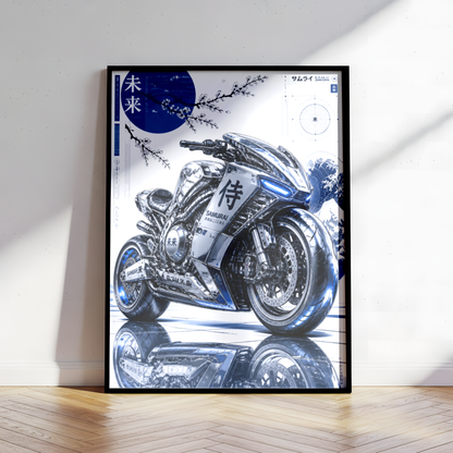 Affiche Moto Cyberpunk | Chrome Samurai & Neo Tokyo