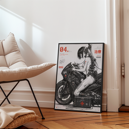 Affiche Moto Cyberpunk | Cyber Medic & Bike Futuriste