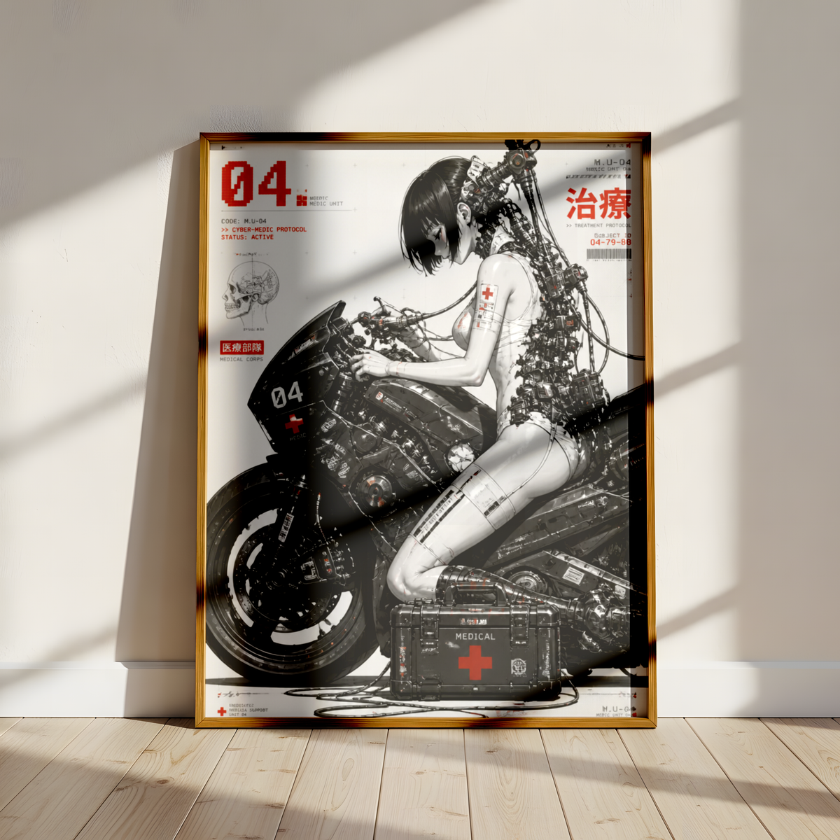 Affiche Moto Cyberpunk | Cyber Medic & Bike Futuriste