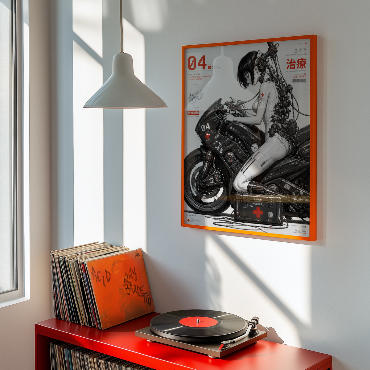 Affiche Moto Cyberpunk | Cyber Medic & Bike Futuriste
