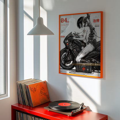 Affiche Moto Cyberpunk | Cyber Medic & Bike Futuriste