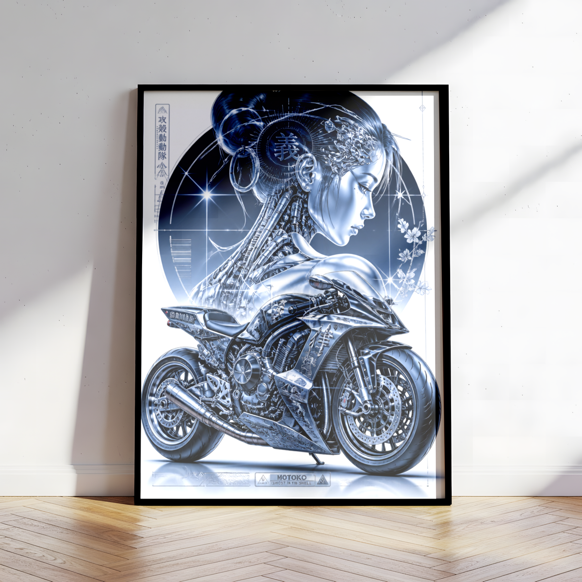 Affiche Moto Cyberpunk | Chrome Samurai Woman & Neo Tokyo