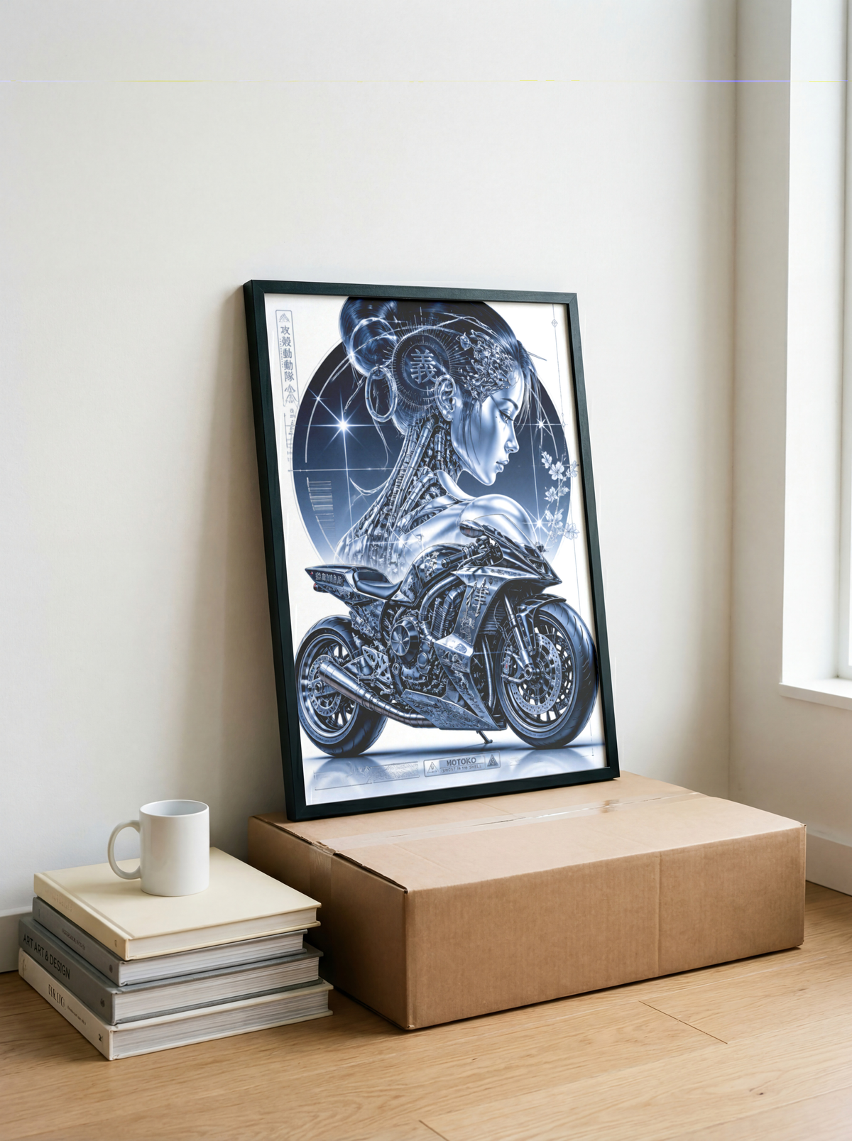 Affiche Moto Cyberpunk | Chrome Samurai Woman & Neo Tokyo