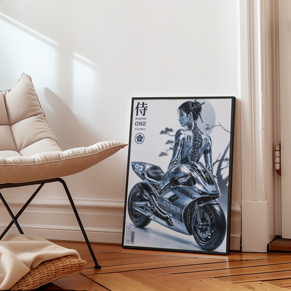 Affiche Moto Cyberpunk | Chrome Samurai Woman