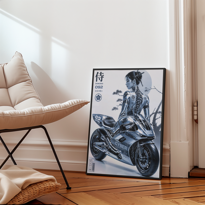 Affiche Moto Cyberpunk | Chrome Samurai Woman