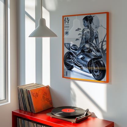 Affiche Moto Cyberpunk | Chrome Samurai Woman