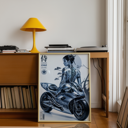Affiche Moto Cyberpunk | Chrome Samurai Woman