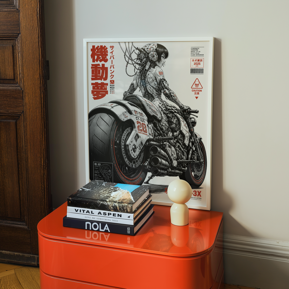 Cyberpunk Rider Poster, Extreme Futuristic Motorcycle, Mechanical Anime Art, Neo Tokyo Sci-Fi Wall Decor, Edgy Manga Style