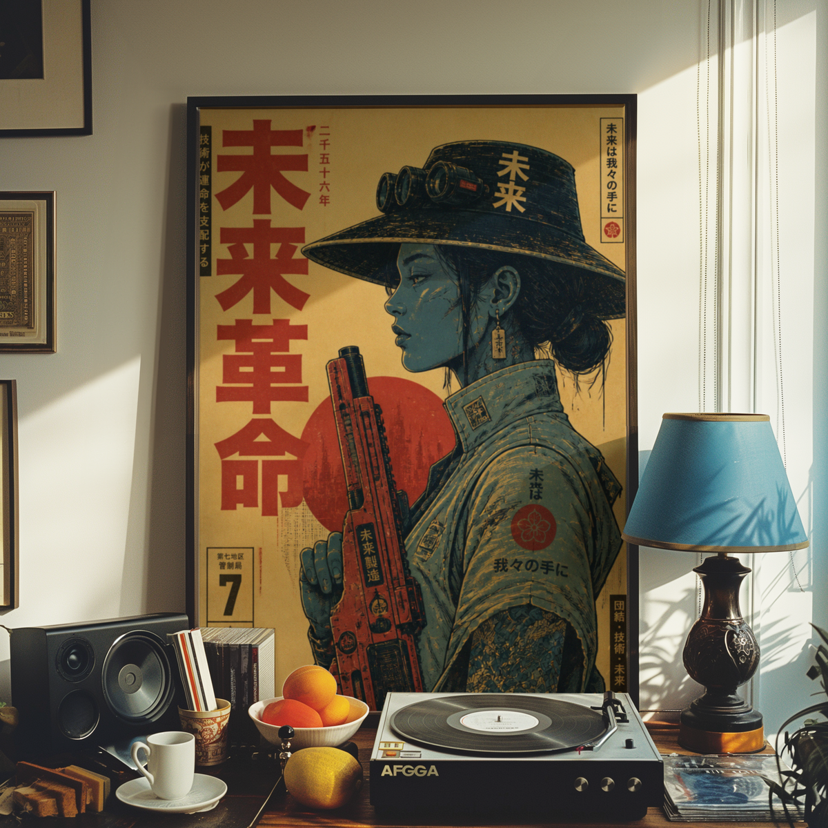 Future Soldier 2556 Poster, Cyberpunk Warrior Girl Wall Art, Dystopian Sci-Fi Print, Futuristic Rifle, Neo Tokyo Military Artwork