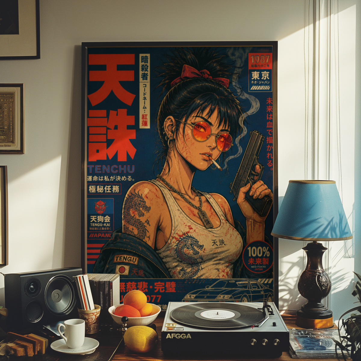 Affiche Cyberpunk Assassin | Warrior Girl & Tokyo Futuriste